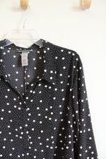 Catherines Black & White Polka Dot Button Down Top | 2X