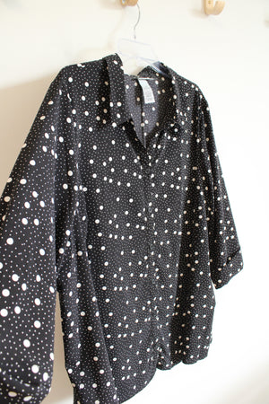 Catherines Black & White Polka Dot Button Down Top | 2X