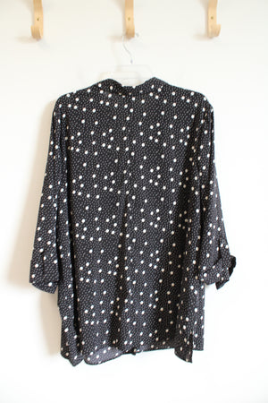 Catherines Black & White Polka Dot Button Down Top | 2X