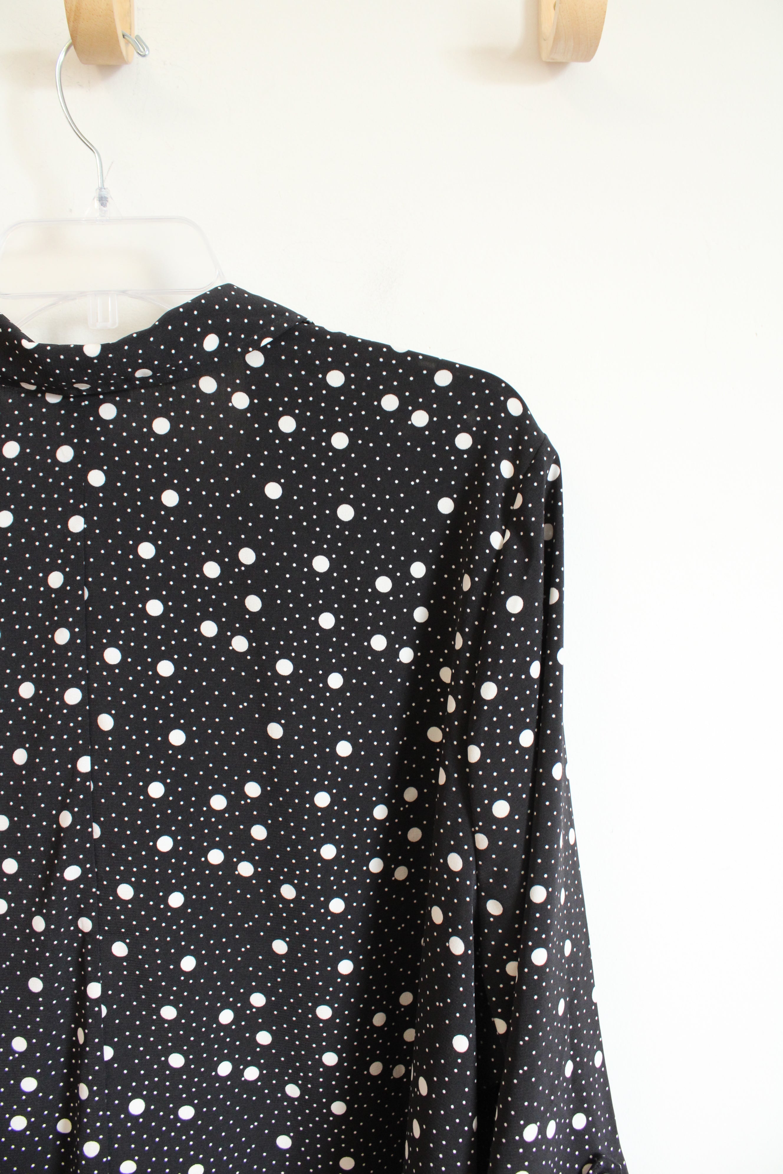 Catherines Black & White Polka Dot Button Down Top | 2X