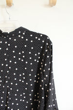 Catherines Black & White Polka Dot Button Down Top | 2X