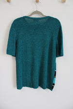 Alfred Dunner Teal Striped Knit Top | 1X