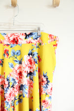 White Mark Yellow Floral Knit Skirt | 3XL