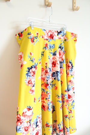 White Mark Yellow Floral Knit Skirt | 3XL