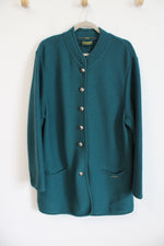 Geiger Austria Teal Button Down Wool Coat | 42