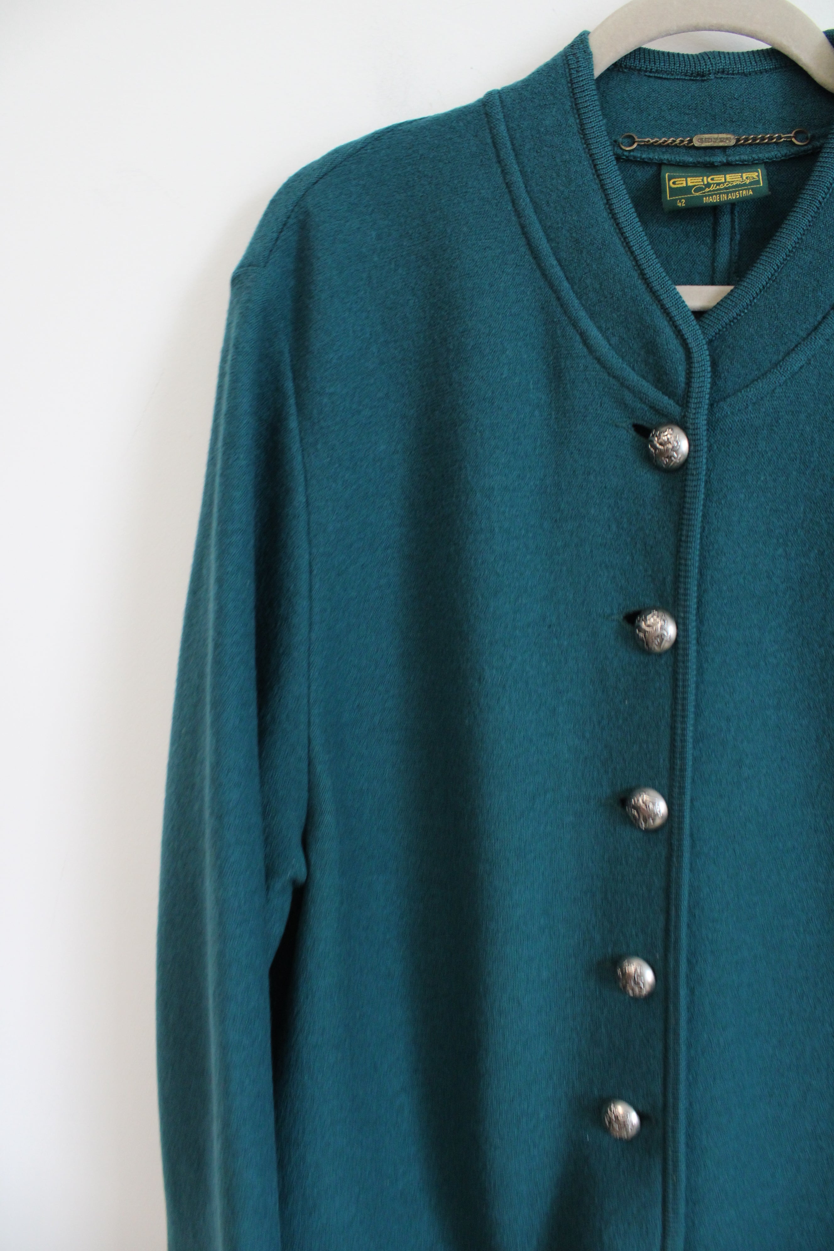 Geiger Austria Teal Button Down Wool Coat | 42