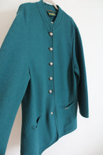 Geiger Austria Teal Button Down Wool Coat | 42