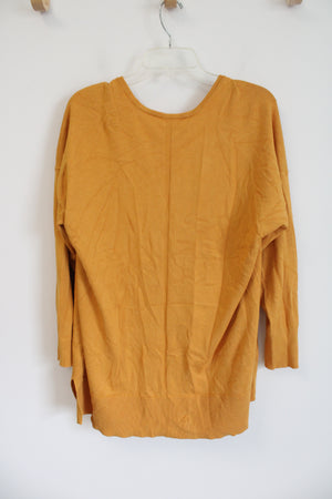 Terra & Sky Mustard Yellow Knit Cardigan | 1X (16W-18W)