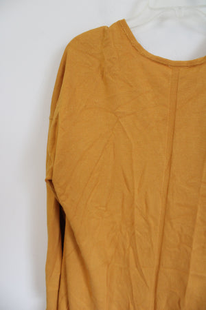 Terra & Sky Mustard Yellow Knit Cardigan | 1X (16W-18W)