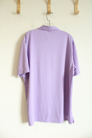 Peter Miller Summer Comfort Purple & White Gingham Polo Shirt | L