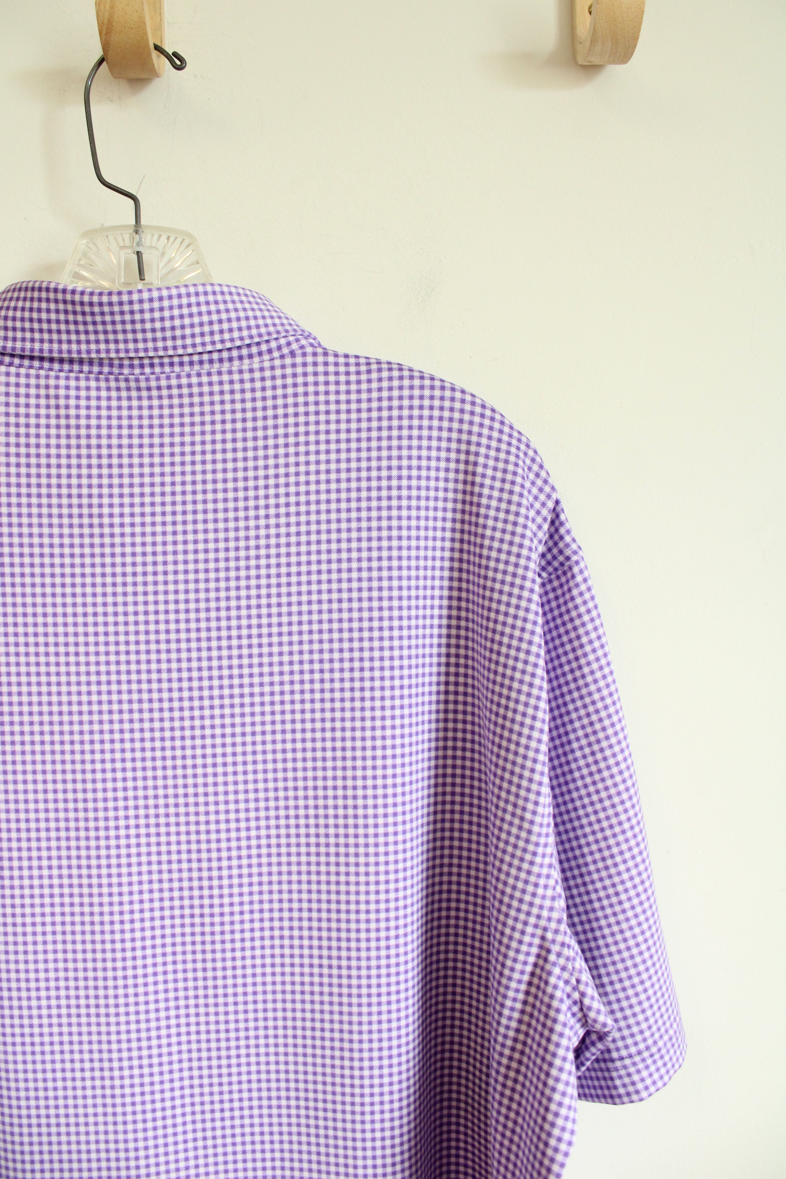 Peter Miller Summer Comfort Purple & White Gingham Polo Shirt | L