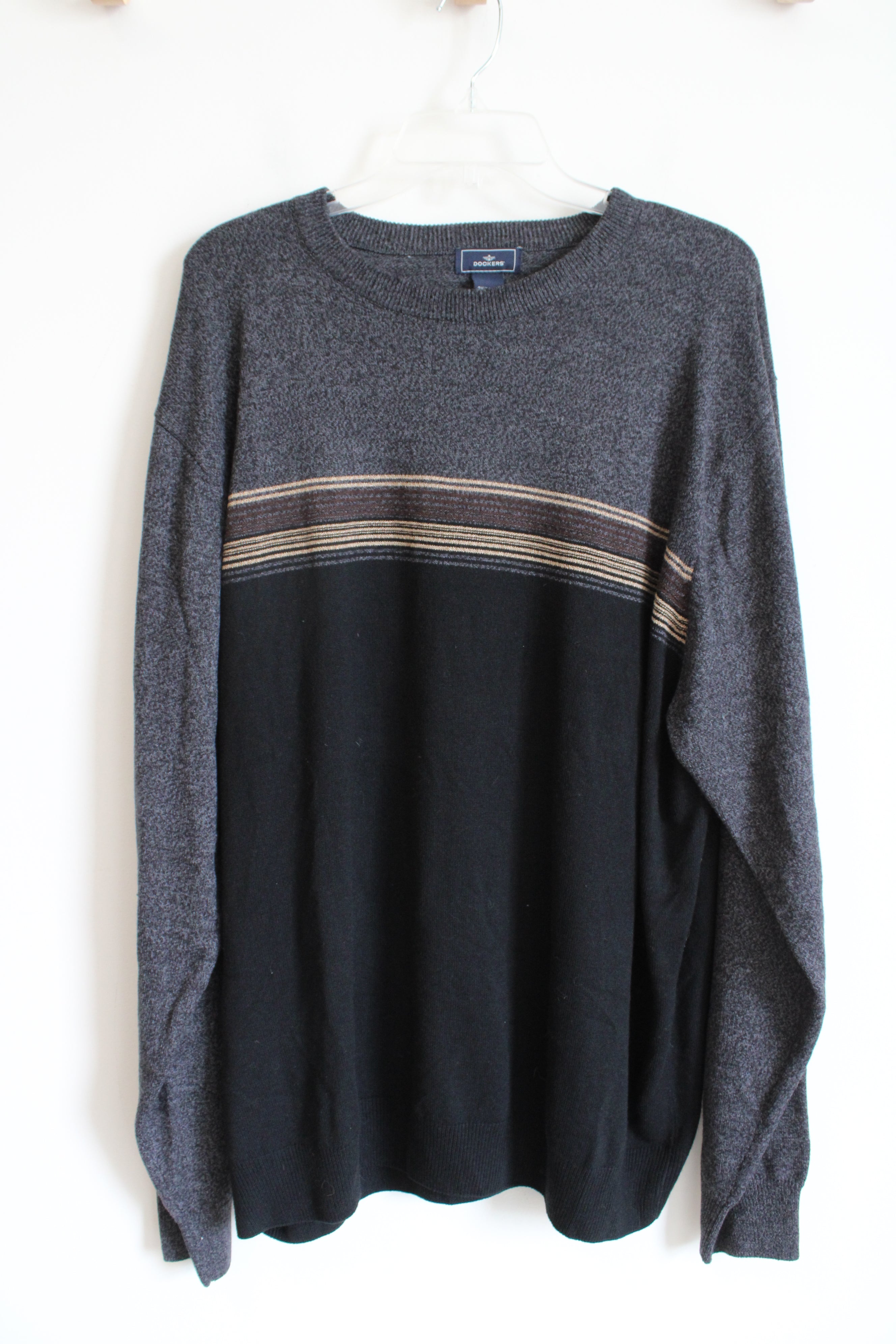 Dockers Brown Striped Black & Gray Sweater | 2XL