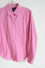 Chaps Classics No Iron Pink Gingham Button Down Shirt | M