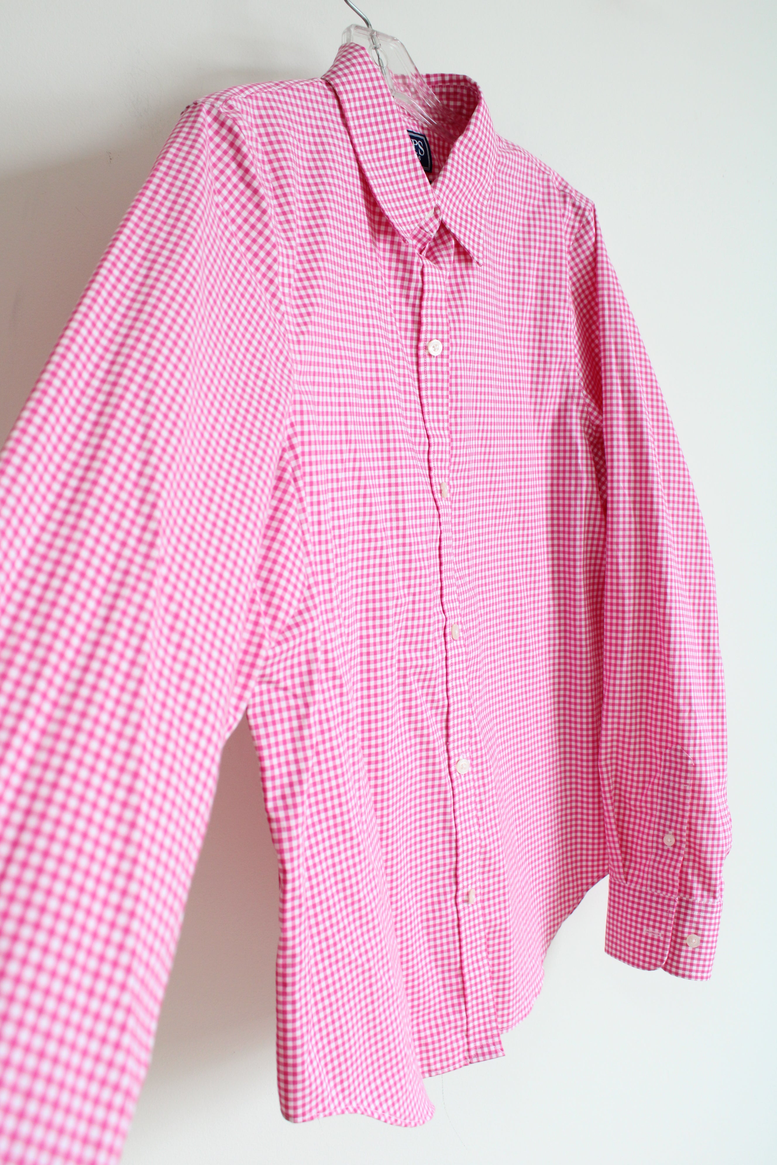 Chaps Classics No Iron Pink Gingham Button Down Shirt | M