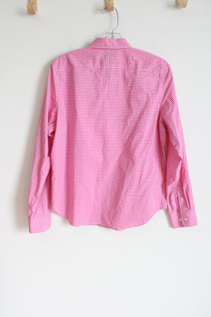 Chaps Classics No Iron Pink Gingham Button Down Shirt | M