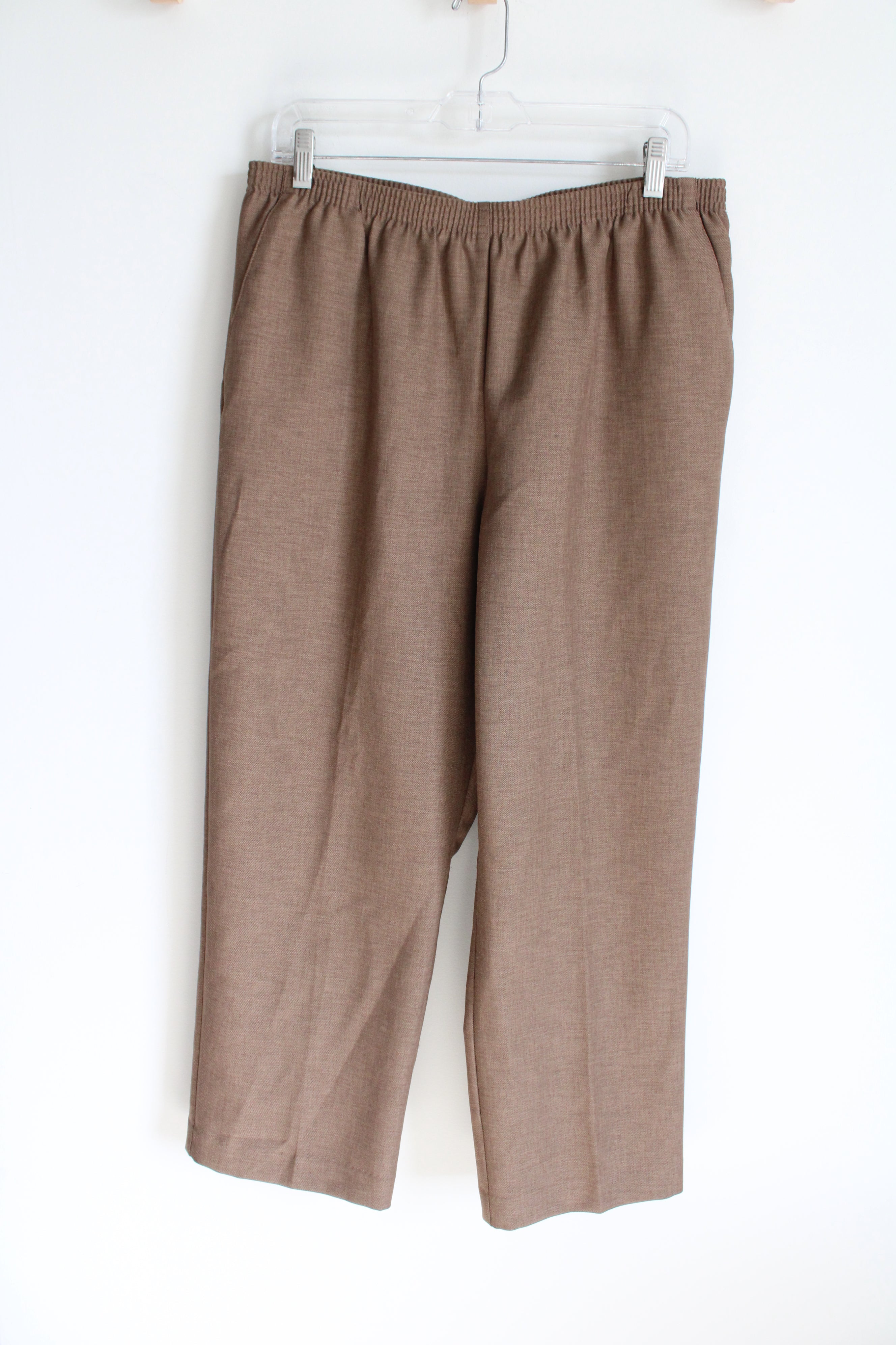 Alfred Dunner Brown Elastic Waistband Pants | 14