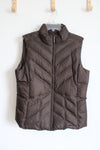 Eddie Bauer Dark Brown Puffer Vest | L