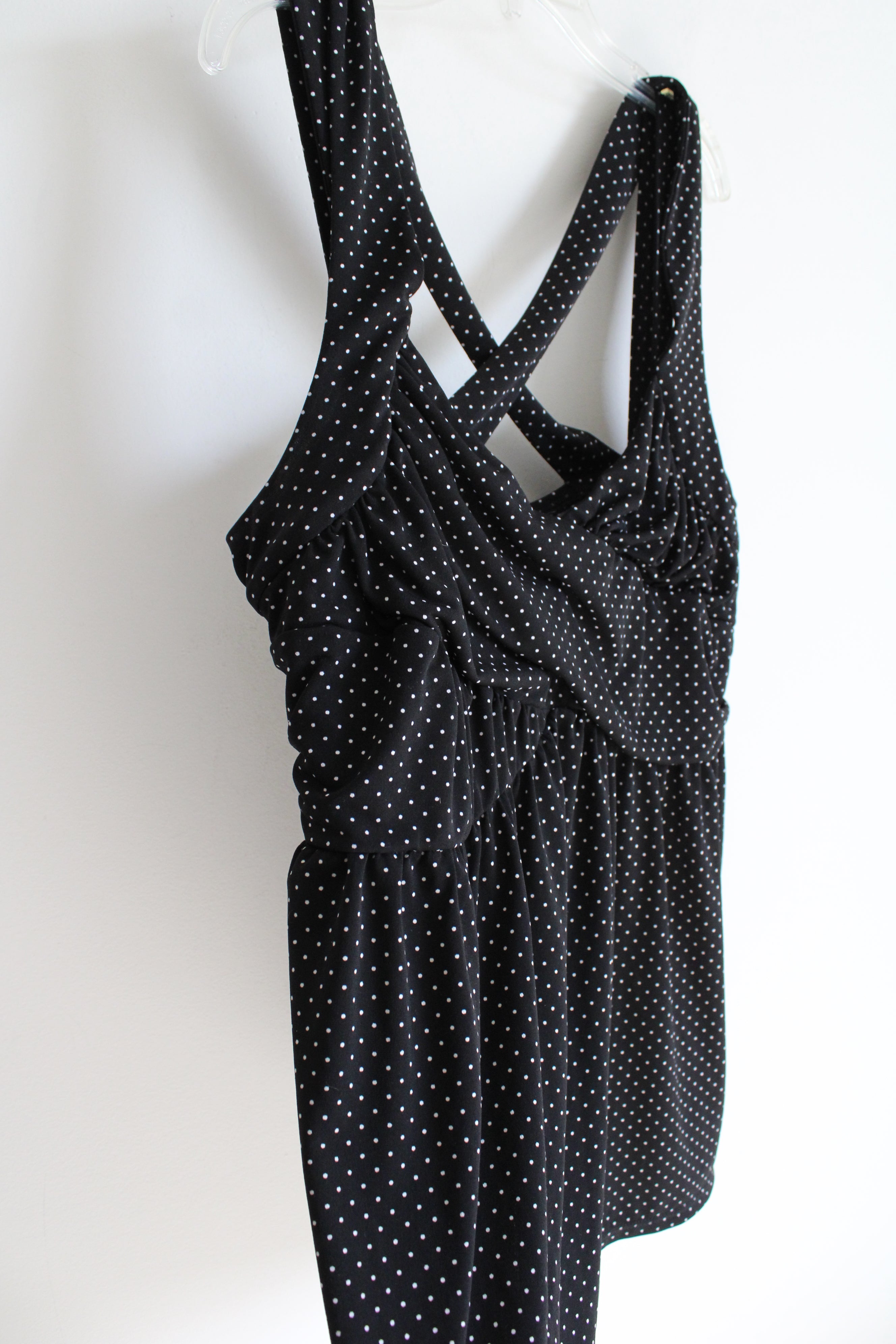 Torrid Black & White Polka Dot Criss Cross Strappy Tank | 1 (1X)