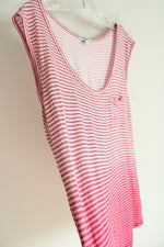 Old Navy Red Pink White Striped Ombre Scoopneck Tee | XL