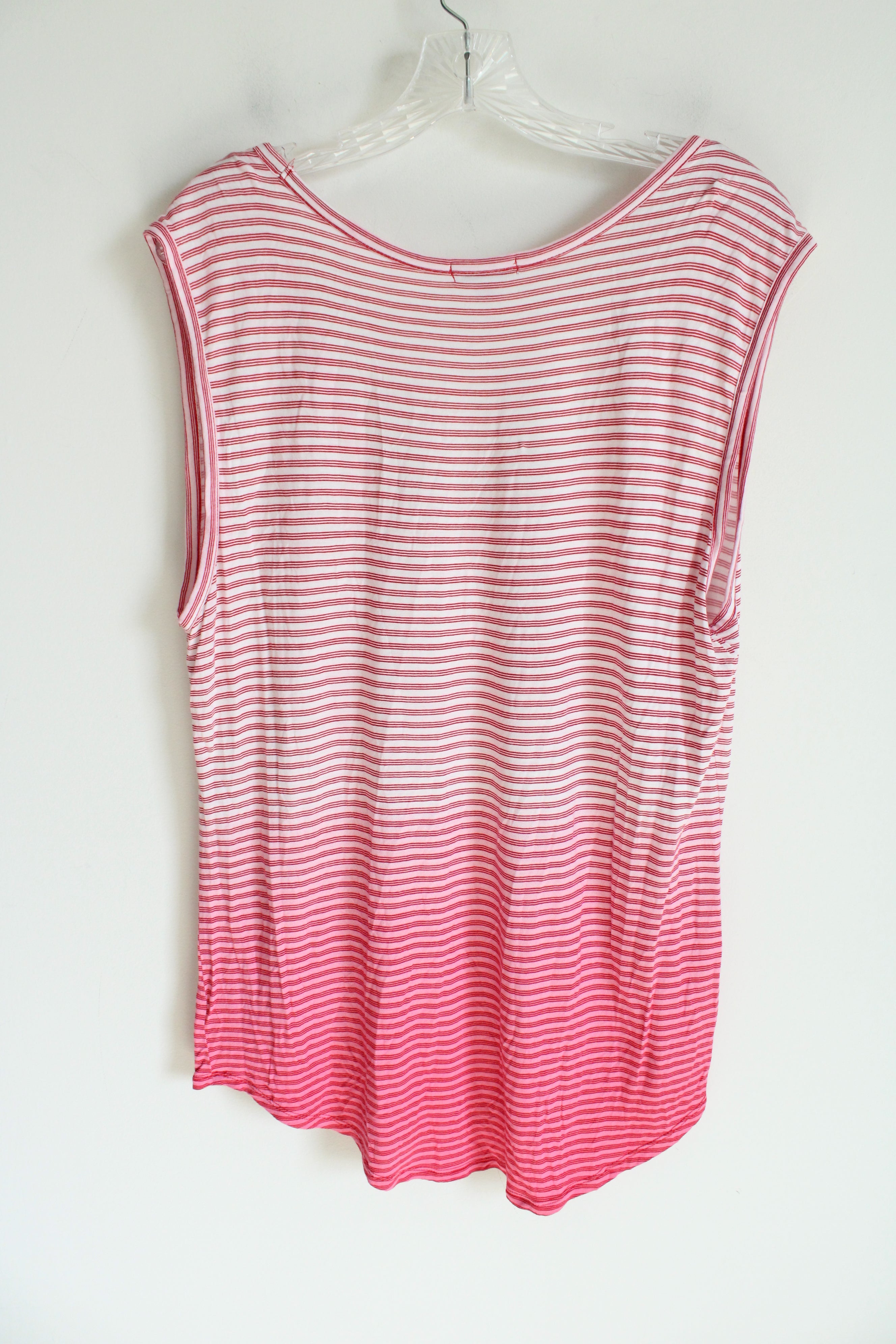 Old Navy Red Pink White Striped Ombre Scoopneck Tee | XL