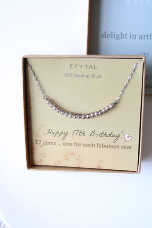 Efytal Amethyst Purple Crystal Beaded 17th Birthday Sterling Silver Necklace