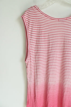 Old Navy Red Pink White Striped Ombre Scoopneck Tee | XL