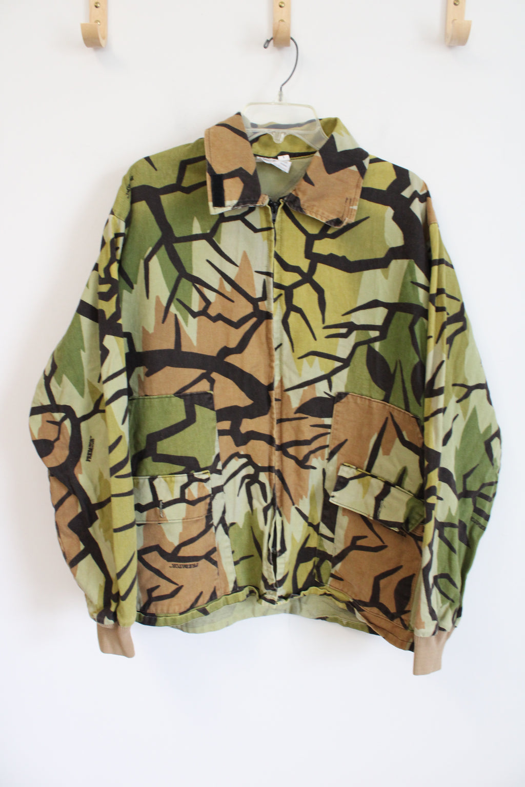 Predator Camoflauge Vintage Green Cotton Lightweight Denim Jacket | L