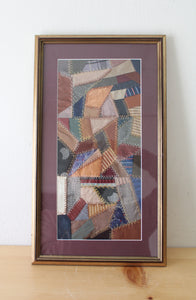 1800's Antique Crazy Quilt Framed Art | 16X9"