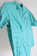 Woolrich Turquoise Blue Patterned Button Down Cotton Shirt | M