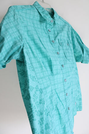 Woolrich Turquoise Blue Patterned Button Down Cotton Shirt | M