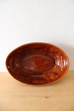 Haeger Brown & Green Glazed Oval Dish