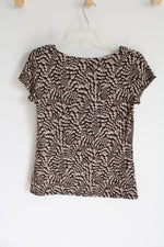 Van Heusen Brown Patterned Cowl NEck Blouse | S