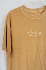 Aeropostale Yellow Logo Embroidered Boxy Fit Tee | XS