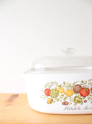 Corning Ware 4 Quart L'Echalote La Sauge Fall Produce Square Covered Baking Dish