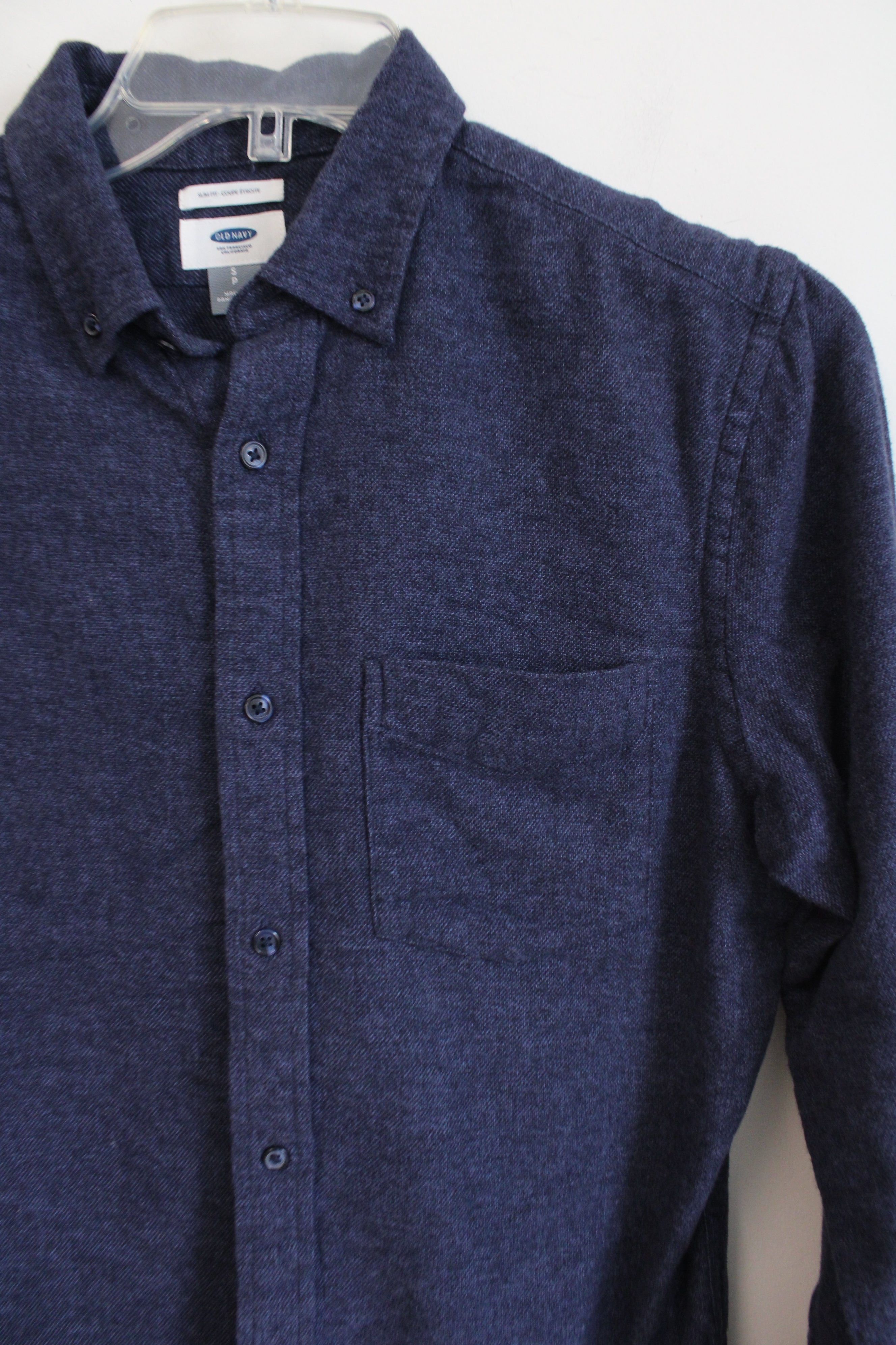 Old Navy Slim Fit Blue Fleece Button Down Shirt | S