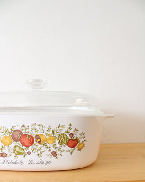 Corning Ware 4 Quart L'Echalote La Sauge Fall Produce Square Covered Baking Dish