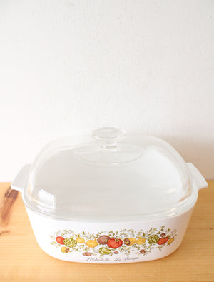 Corning Ware 4 Quart L'Echalote La Sauge Fall Produce Square Covered Baking Dish