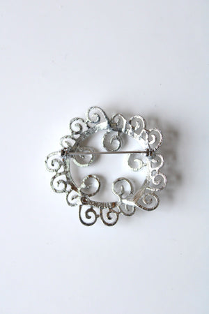 Sarah Coventry Silver Swirl Circular Brooch Pin