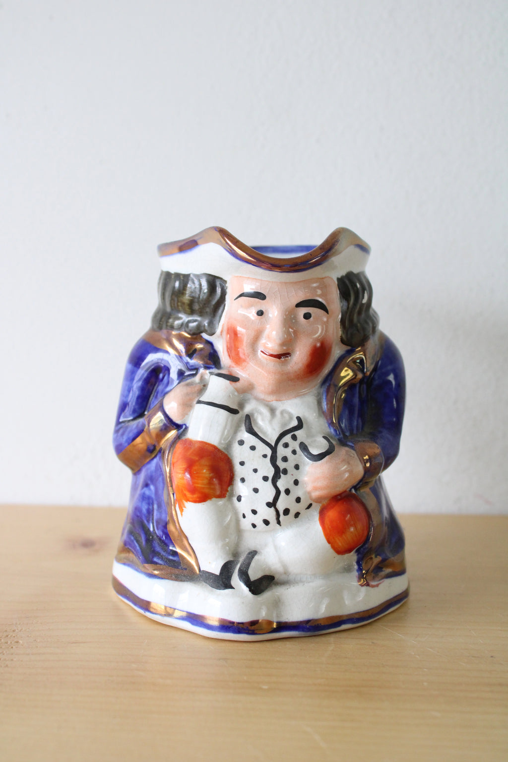 Antique Staffordshire Allertons England Porcelain Toby Jug Colonial Englishman Creamer/Gravy Pourer