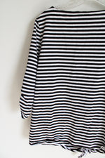 Jones New York Black & White Striped Shirt | L