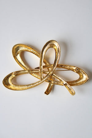 Abstract Gold Ribbon Brooch Pin