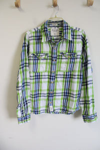Abercrombie & Fitch Muscle Fitted Distressed Plaid Flannel | XXL