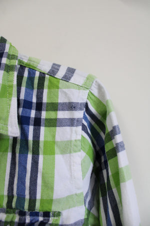 Abercrombie & Fitch Muscle Fitted Distressed Plaid Flannel | XXL