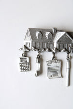 JJ Real Estate Realtor Pewter Silver Charm Pin