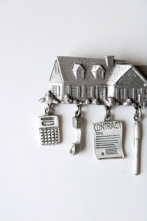 JJ Real Estate Realtor Pewter Silver Charm Pin