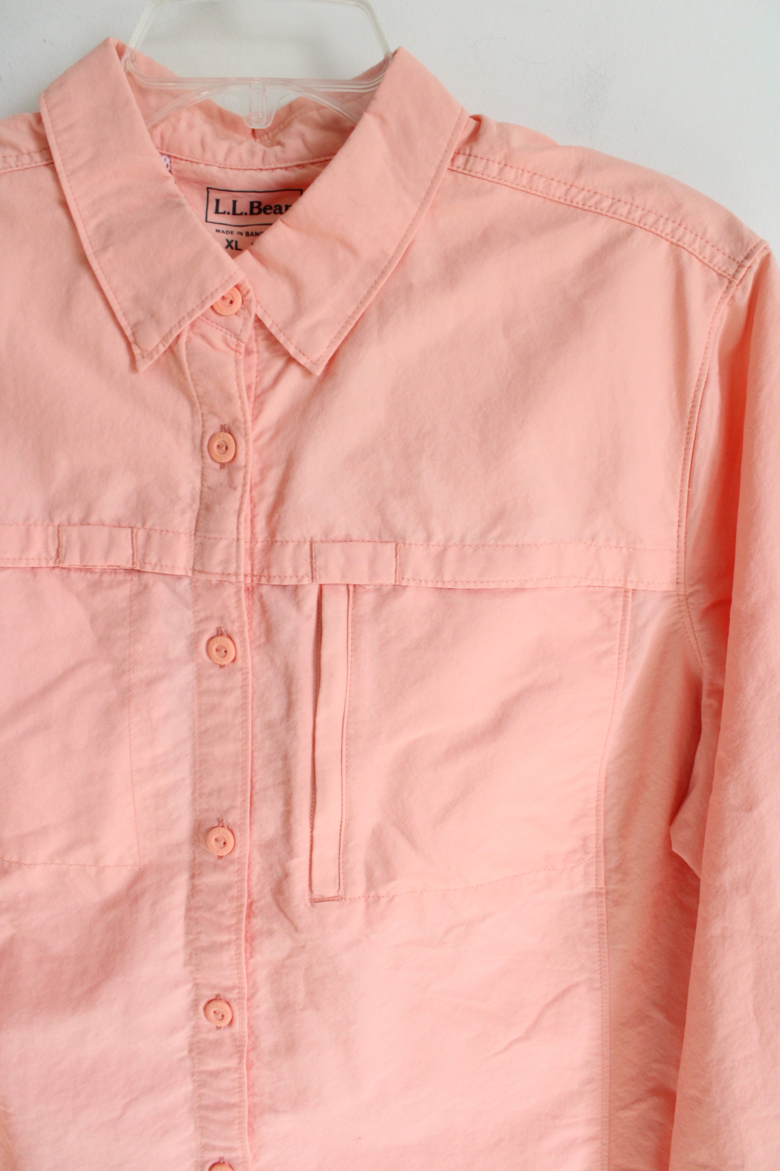 L.L. Bean Peach Button Down Nylon Shirt | XL