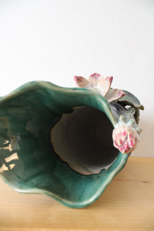 Yi Lin Arts And Treasures Blue & Green Flower Ceramic Vase