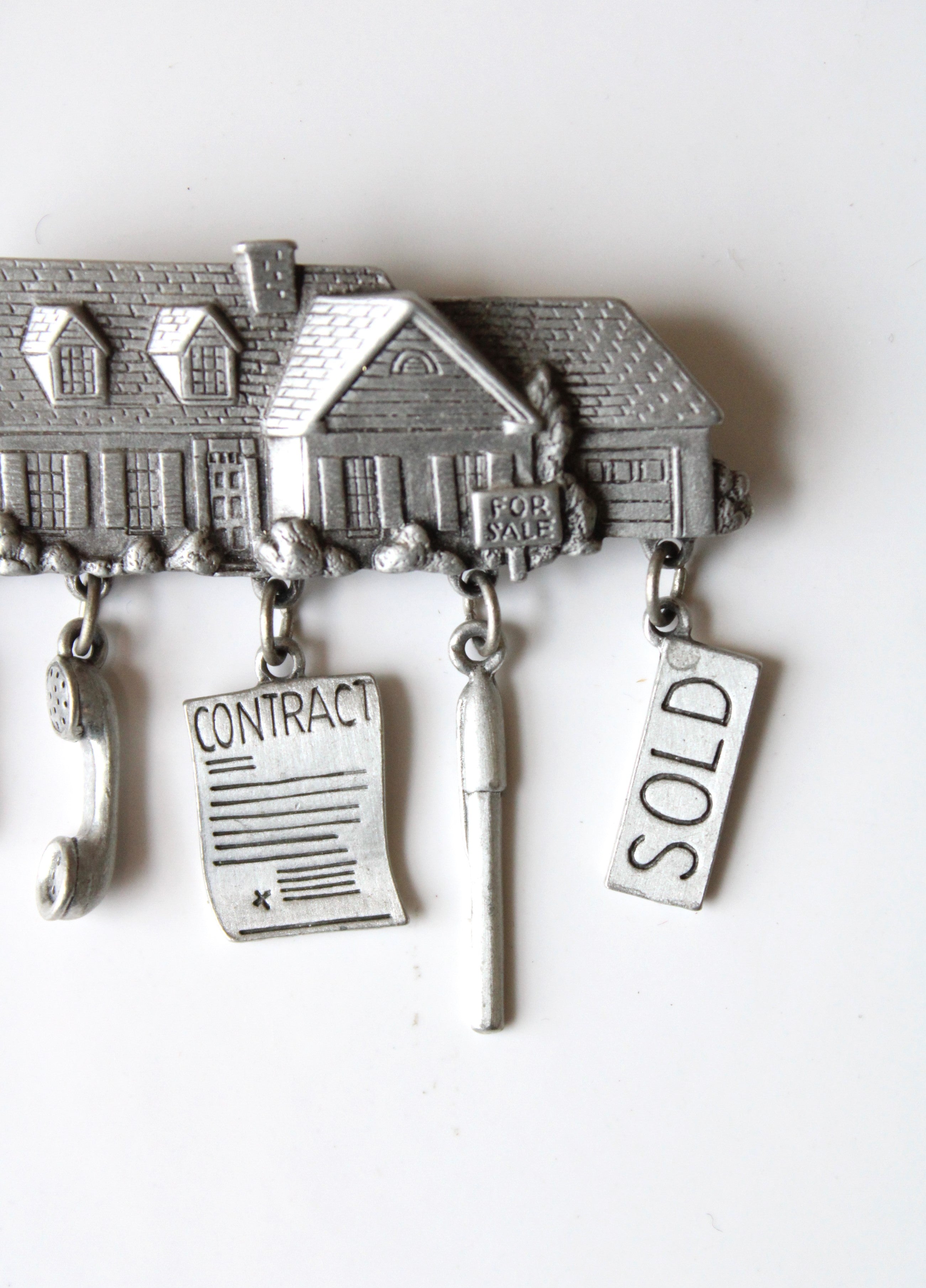 JJ Real Estate Realtor Pewter Silver Charm Pin