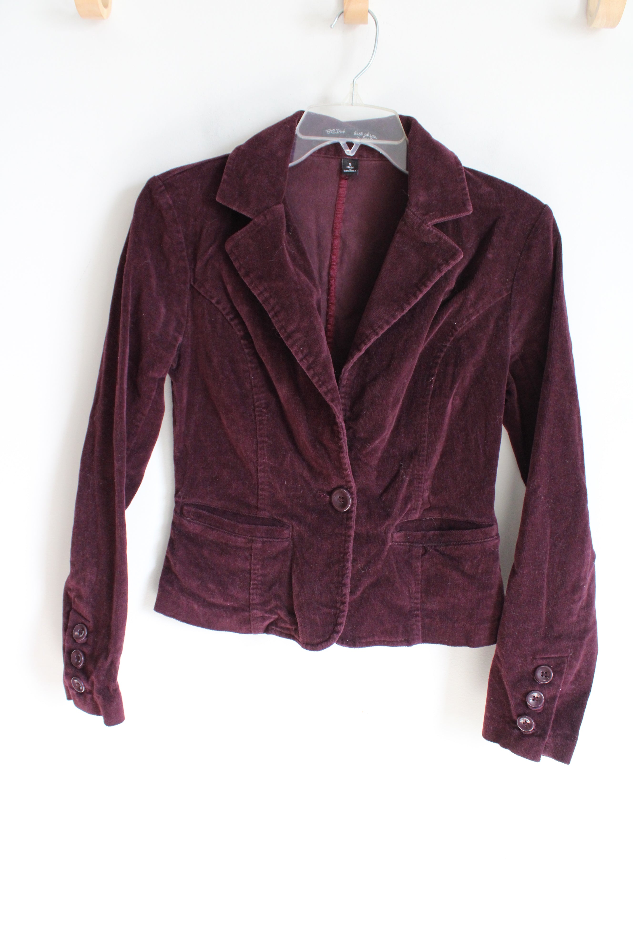 Best Chick In Heels Fitted Burgundy Blazer Jacket | S