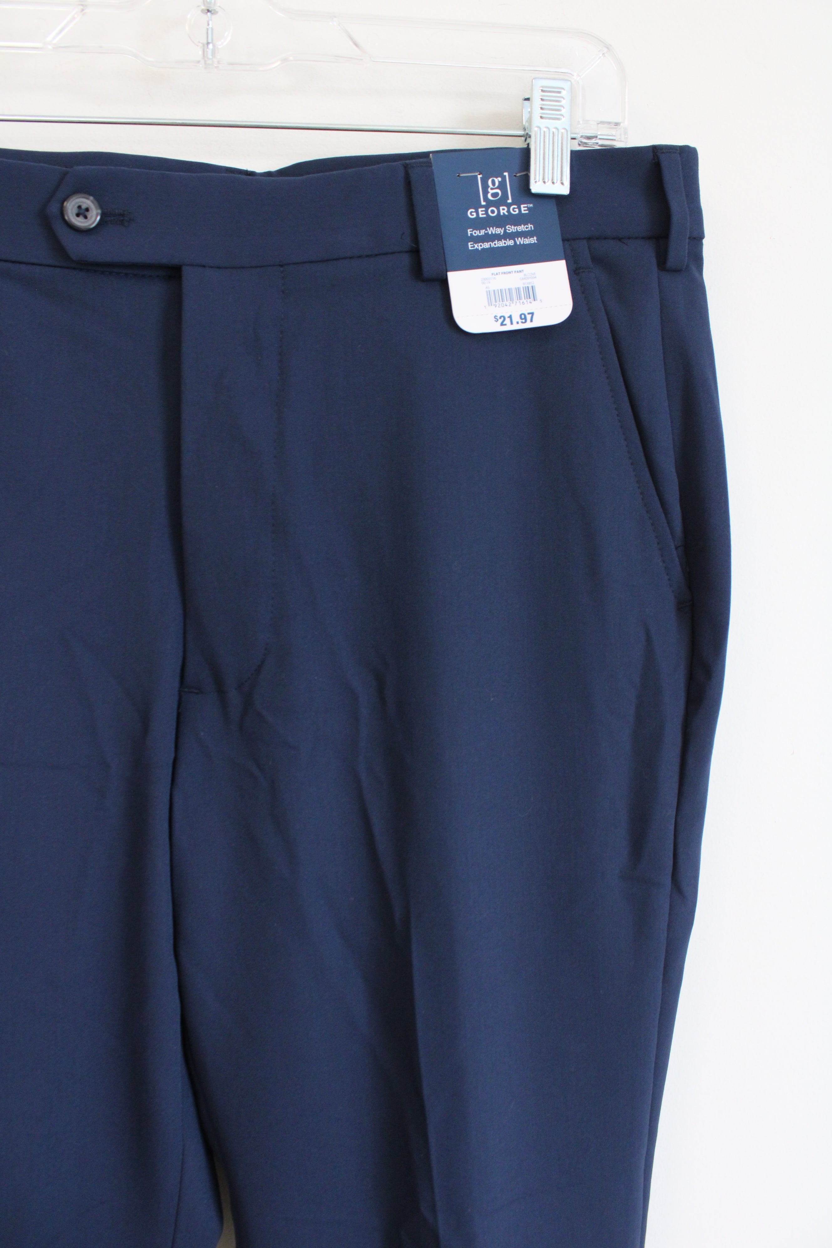 NEW George Navy Expandable Waist Trouser Pants | 32X30